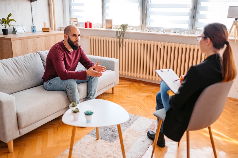 Bald Man Therapy Session psychological effects of hair loss