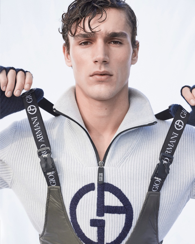 Carlos Galobart prepares to hit the slopes in Giorgio Armani Neve. » Adventure Awaits with Giorgio Armani Neve Carlos Galobart prepares to hit the slopes in Giorgio Armani Neve.