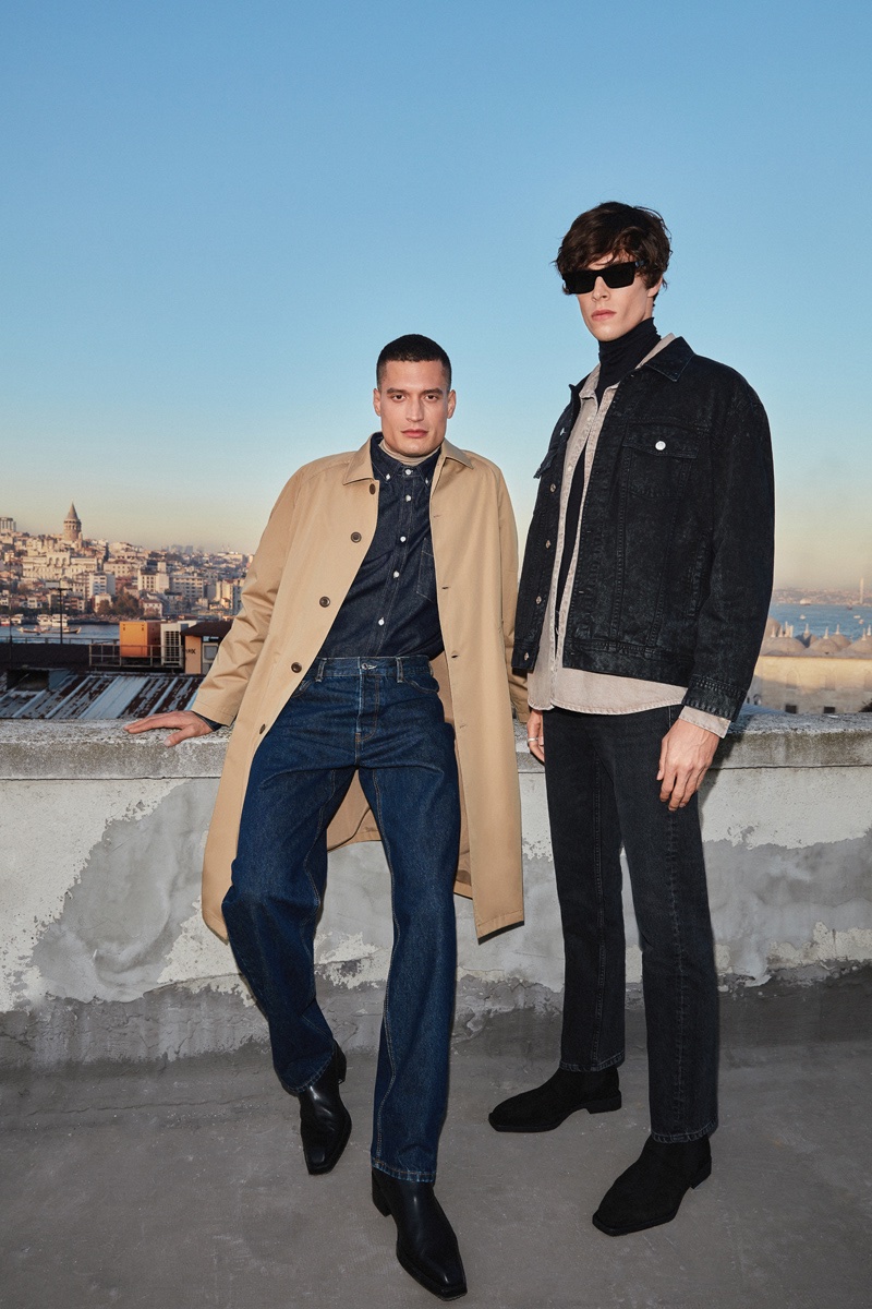 Models Kevin Stadler and Fedor Litovchenko front GRIMELANGE's men's campaign. » GRIMELANGE Delivers City Style & Bold Color Models Kevin Stadler and Fedor Litovchenko front GRIMELANGE's men's campaign.