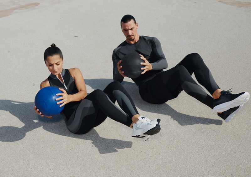 Zlatan Ibrahimović and Nadia Nadim work out together for the new H&M Move campaign.