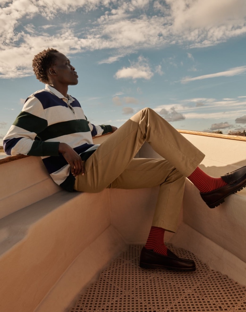 Embrace wardrobe classics with J.Crew's rugby shirt and classic straight-fit chinos.