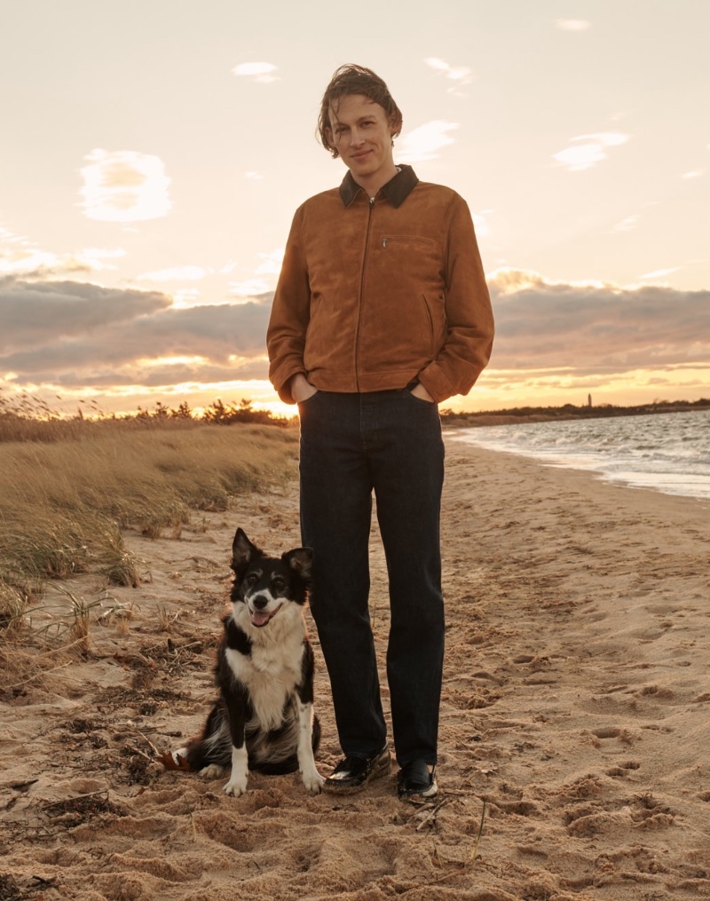 Samuel Wilken models a Wallace & Barnes Italian suede work jacket. » J.Crew Launches a Timeless Collection for Early Spring Samuel Wilken models a Wallace & Barnes Italian suede work jacket.