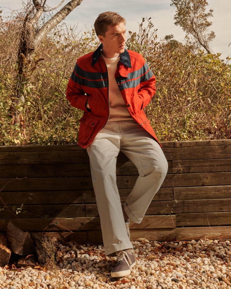 Pero Šimić wears a Barbour x J.Crew Bedale jacket with Giant-fit chinos.