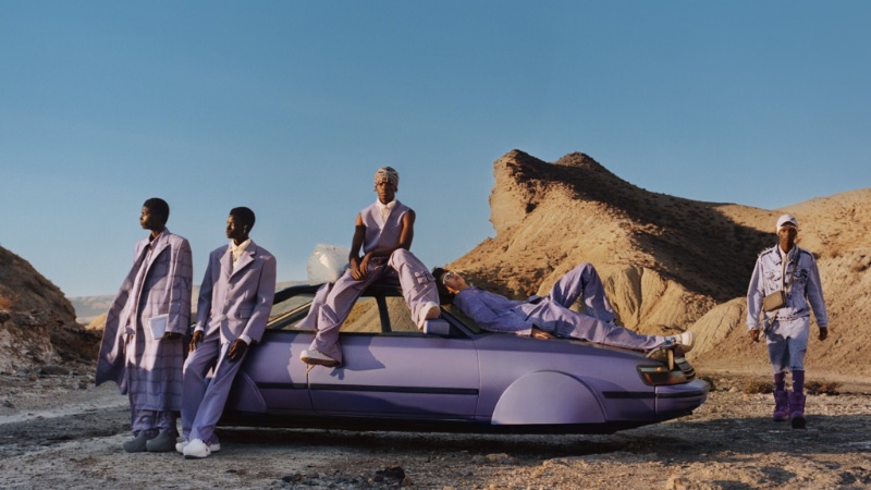 Louis Vuitton makes a lilac statement with its spring 2023 men's campaign.