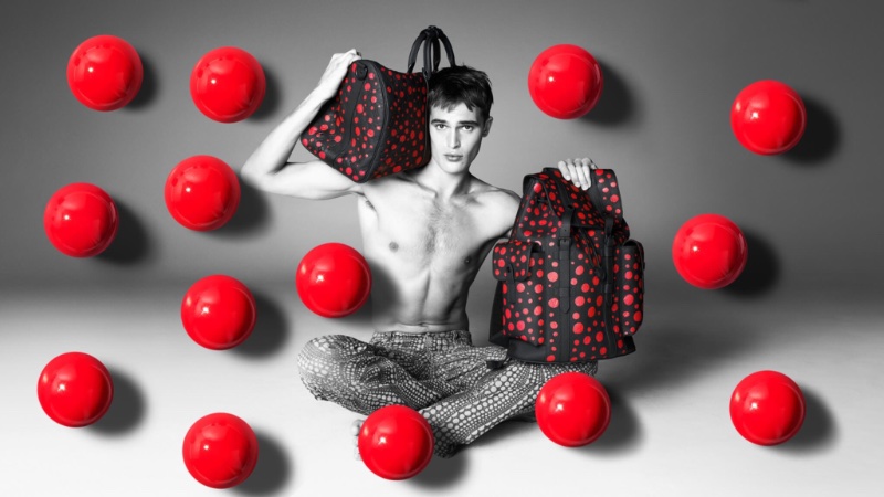 Parker van Noord stars in the Louis Vuitton x Yayoi Kusama campaign. » Louis Vuitton Goes Bold for Yayoi Kusama Collection Parker van Noord stars in the Louis Vuitton x Yayoi Kusama campaign.
