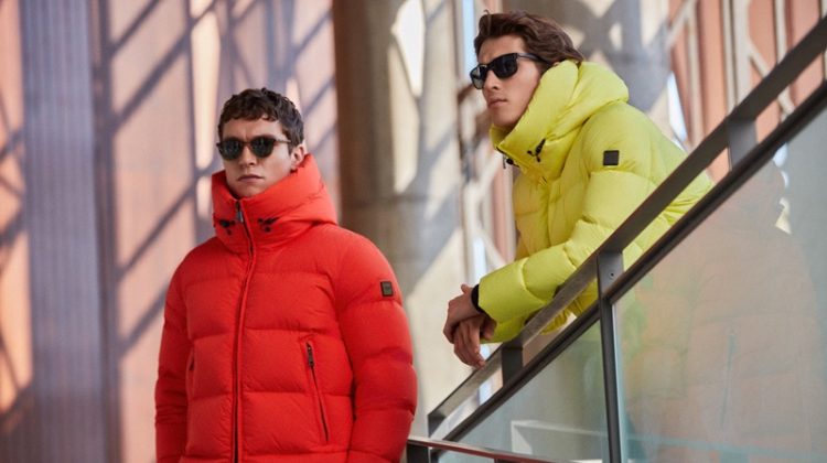 Embracing colorful style, George Admiraal and Aleksandr Blinov rock down jackets by Lufian.