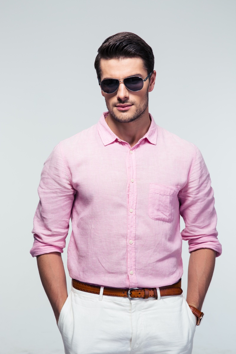 Male Model Pink Shirt