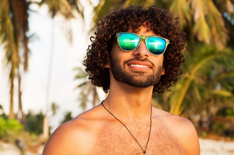 Man Curly Hair Beach Sunglasses