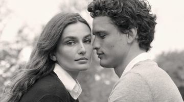 Couple Andreea Diaconu and Simon Nessman star in the Ralph Lauren Cradle to Cradle Certified® Gold Cashmere Sweater campaign.