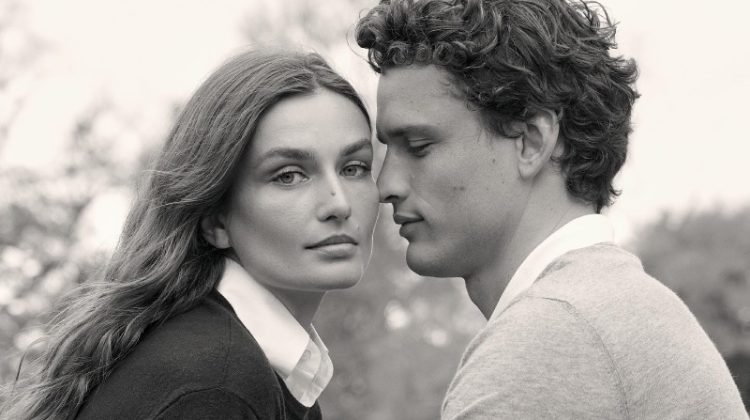 Couple Andreea Diaconu and Simon Nessman star in the Ralph Lauren Cradle to Cradle Certified® Gold Cashmere Sweater campaign.