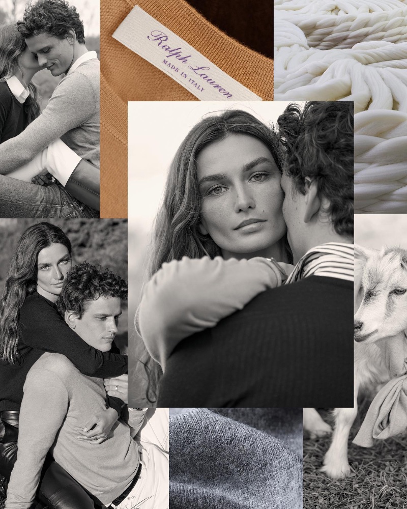 Sustainable style takes the spotlight with Andreea Diaconu and Simon Nessman for the Ralph Lauren Cradle to Cradle Certified® Gold Cashmere Sweater campaign. 