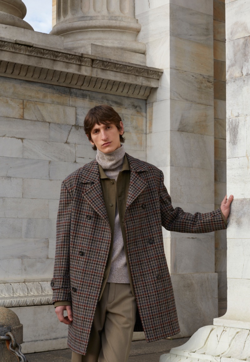 Layering for the cold, Theodor Pal showcases pieces from Slowear's fall-winter 2023 collection.