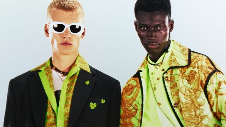 Timo Pan and Momo Ndiaye front Versace's resort 2023 men's campaign.