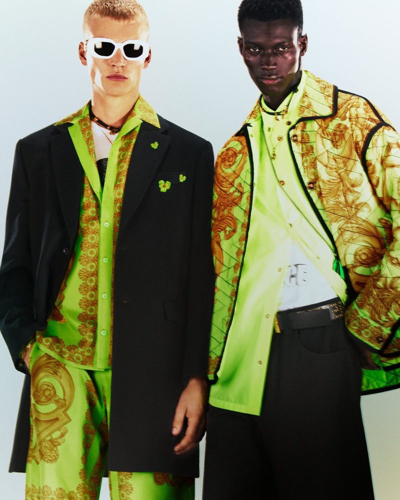 Timo Pan and Momo Ndiaye front Versace's resort 2023 men's campaign.