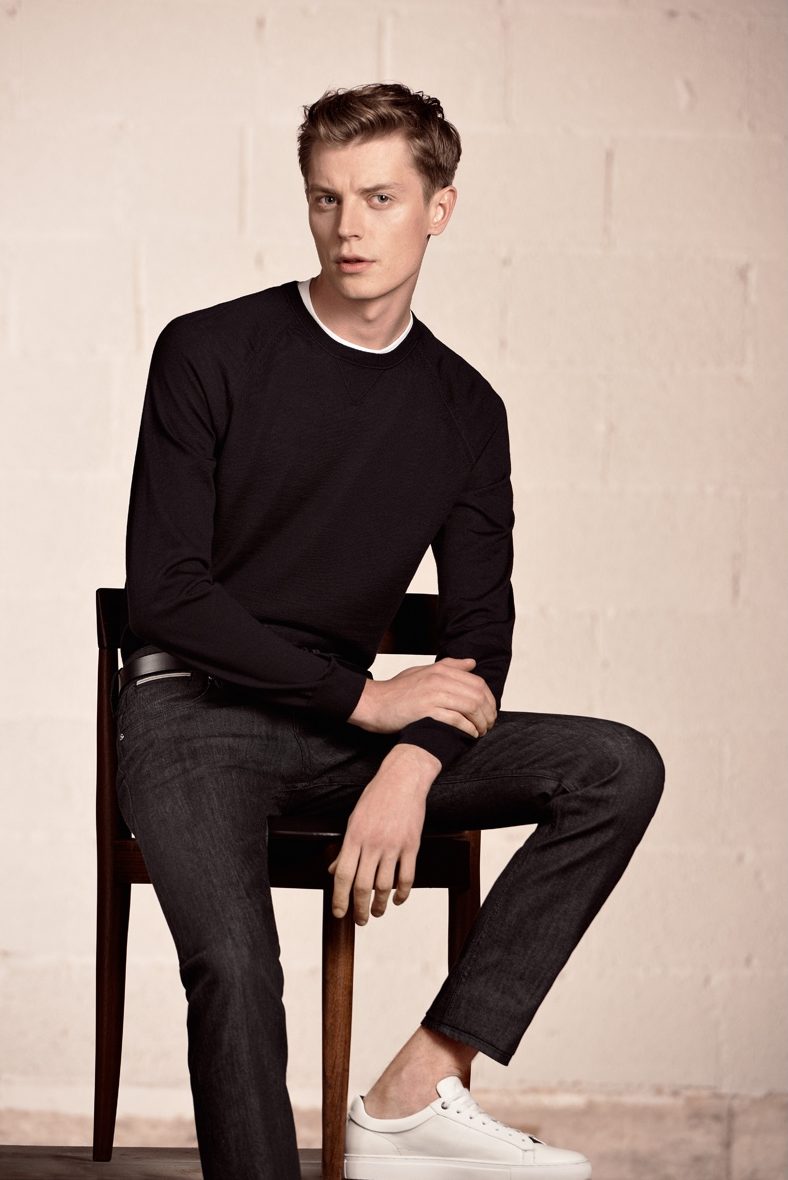 Black Sweater Jeans Men's Clothing How to Wear White Sneakers
