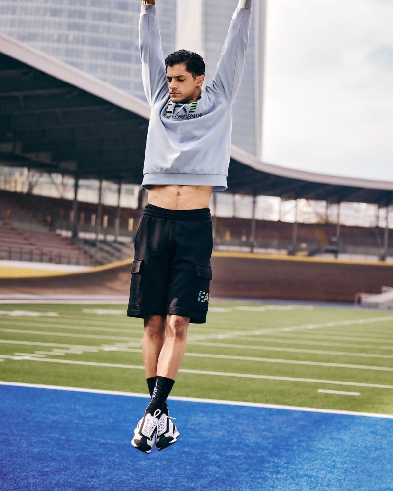 Spring kicks off for EA7 with sporty essentials such as cargo shorts and logo sweatshirts. » Get Fit in Style: Spring Arrives for Emporio Armani's EA7 Spring kicks off for EA7 with sporty essentials such as cargo shorts and logo sweatshirts.