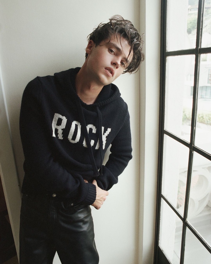 Felix Mallard Knit Rock Hoodie Leather Pants Zadig Voltaire