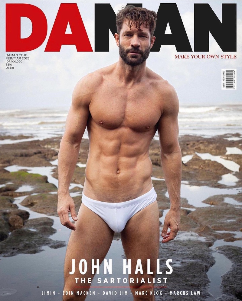 John Halls 2023 DA MAN Cover Shirtless Swimsuit
