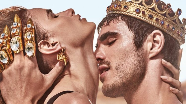 Models Diego Villarreal and Linda Helena front the Q and K by Dolce & Gabbana eau de parfum campaign.