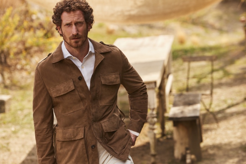 Luigi Bianchi Spring Summer 2023 Brown Suede Safari Jacket » Luigi Bianchi Captures the Beauty of Tuscany with New Collection Luigi Bianchi Spring Summer 2023 Brown Suede Safari Jacket