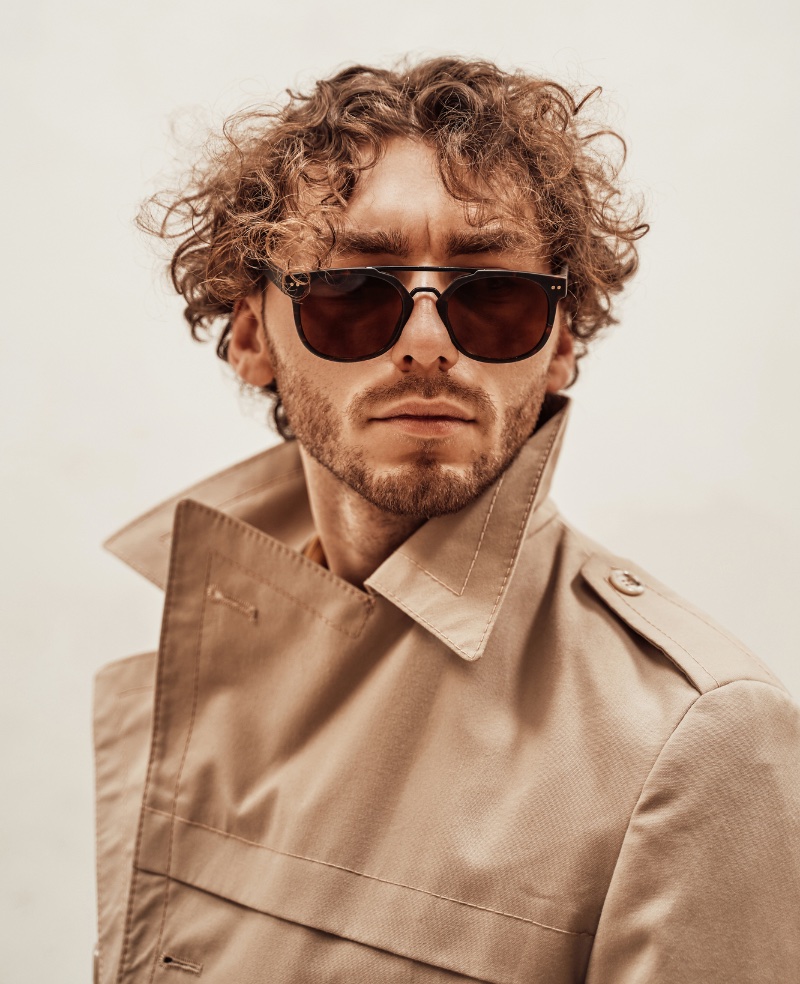 Male Model Curly Hair Sunglasses Trench Coat » The Art of Matching Glasses to Your Curls Male Model Curly Hair Sunglasses Trench Coat