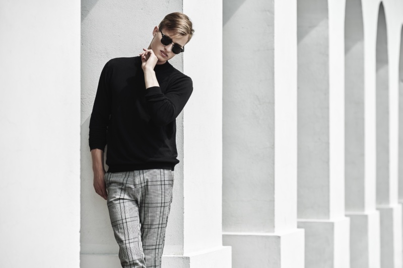 Man Check Slacks Trousers Black Sweater Sunglasses » Slacks: The Essential Men's Wardrobe Staple Man Check Slacks Trousers Black Sweater Sunglasses