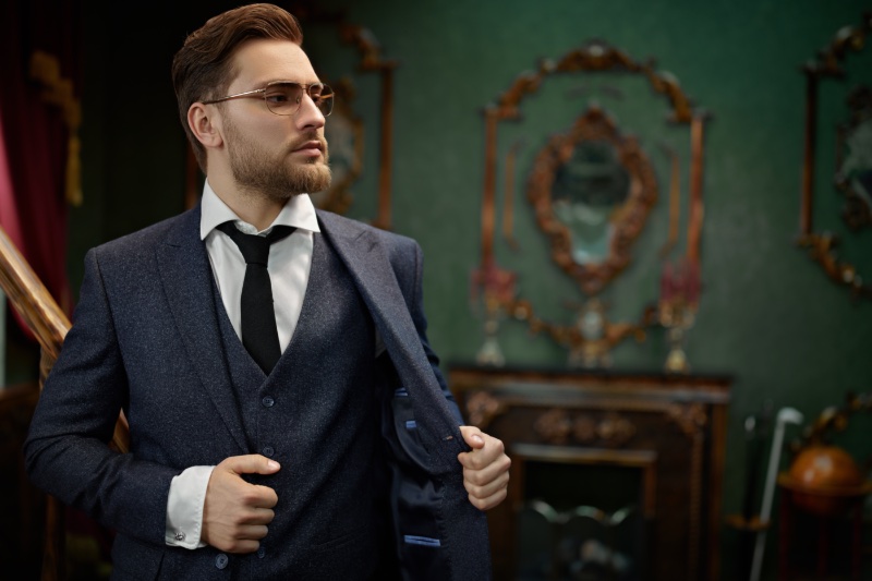 Man Glasses Tweed Suit Vintage Style