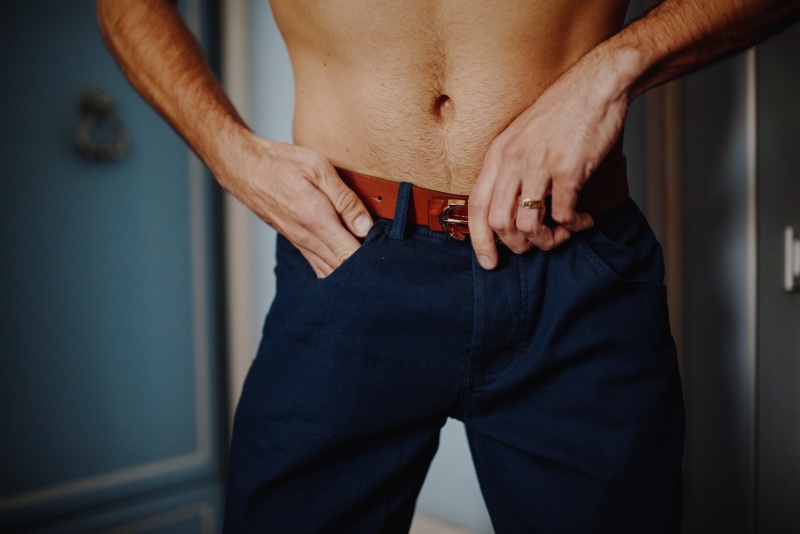 Man Putting on Slacks Shirtless » Slacks: The Essential Men's Wardrobe Staple Man Putting on Slacks Shirtless
