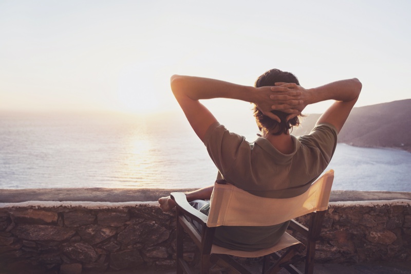 Man Relaxing Near Water