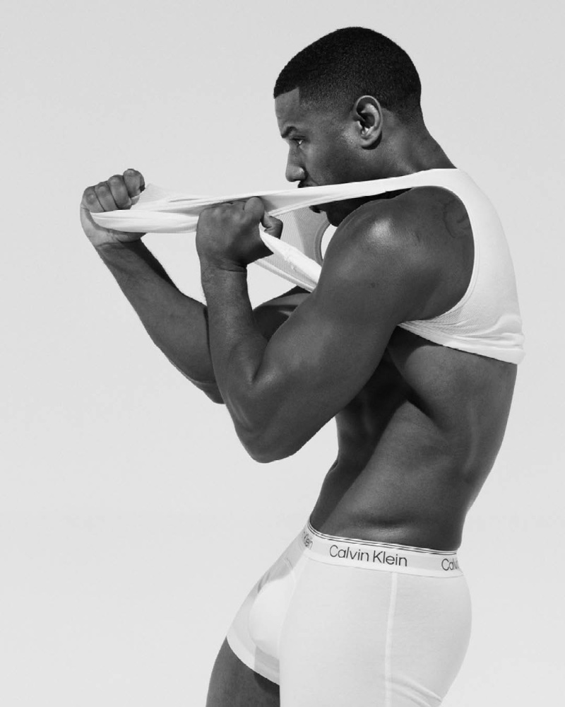 Michael B Jordan Calvin Klein Campaign All White Underwear Tank