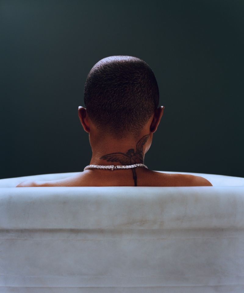 Pharrell Williams Back of Head Tub » Pharrell Talks Skincare Line Humanrace with LuisaViaRoma Pharrell Williams Back of Head Tub