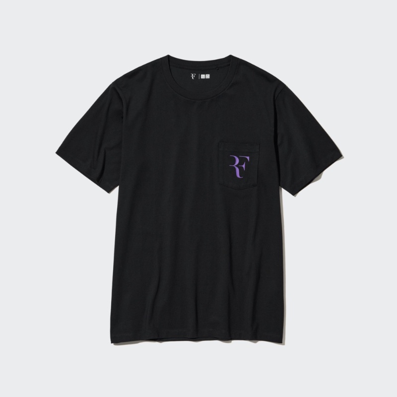 Roger Federer Uniqlo RF Short-Sleeve Graphic T-Shirt Black » Ace! Roger Federer Brings the RF to UNIQLO Roger Federer Uniqlo RF Short-Sleeve Graphic T-Shirt Black