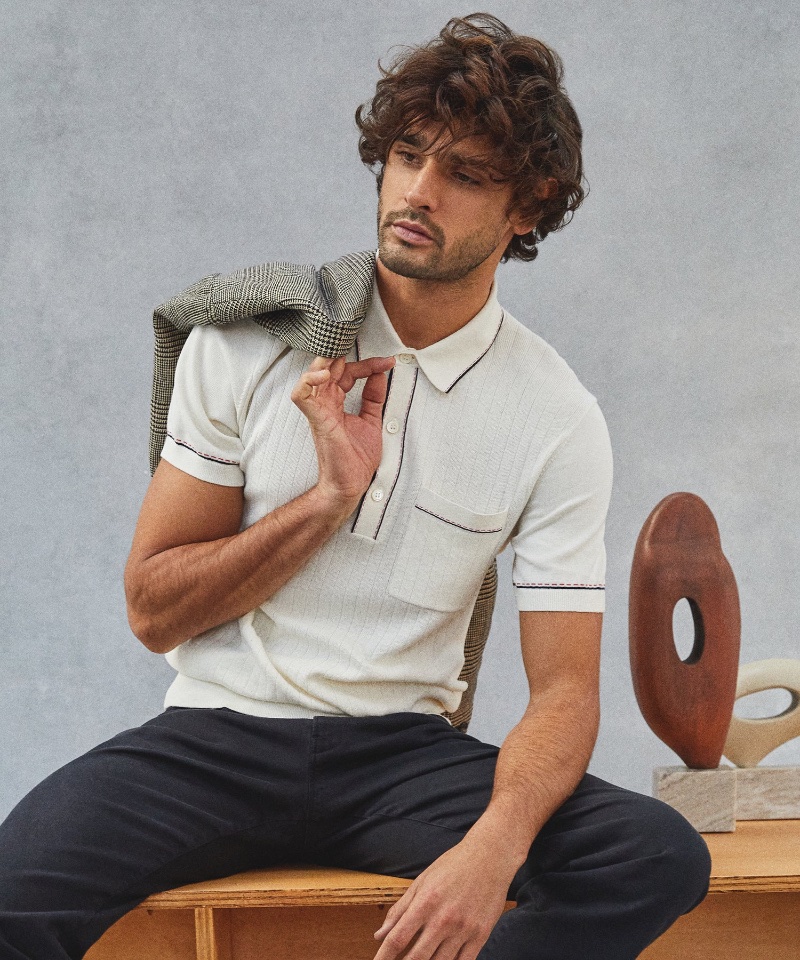 Embrace vintage charm with Todd Snyder's Italian cotton silk-tipped Riviera sweater polo. 