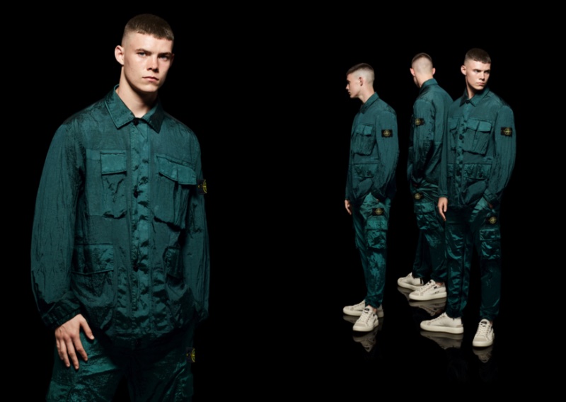 Stone Island Spring Summer 2023 Nylon Metal Field Jacket Darragh Menace Models » Sustainable Fashion: Stone Island's Nylon Metal Takes the Spotlight Stone Island Spring Summer 2023 Nylon Metal Field Jacket Darragh Menace Models