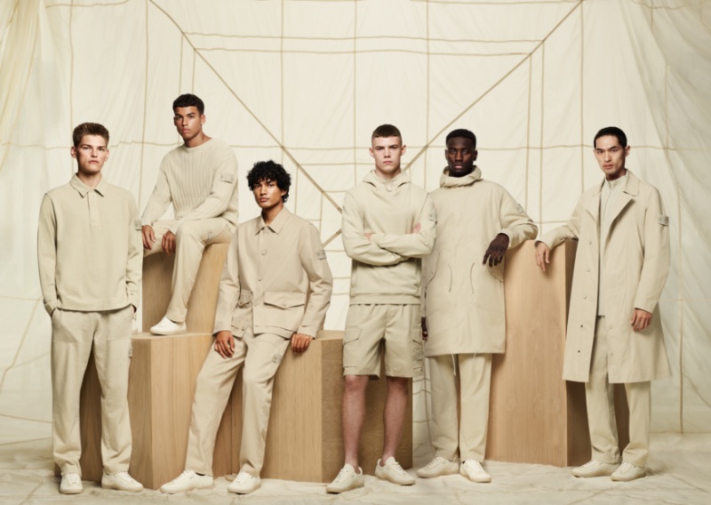 Beige colors Stone Island's neutral-toned Ghost Pieces collection for spring-summer 2023. 