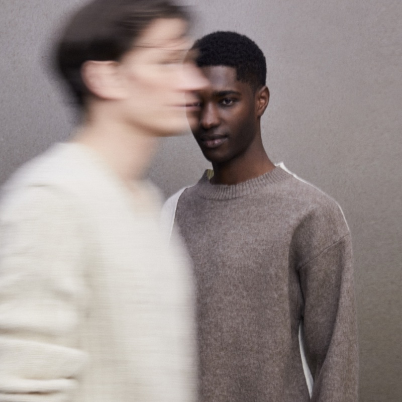 Models Florian Van Bael and Diogo Gomes appear in an edit for THE OUTNET. 