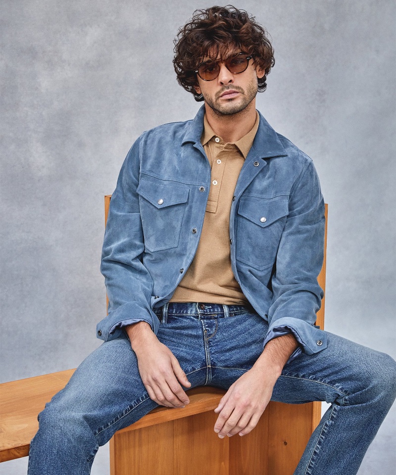 Stand by a modern classic with Todd Snyder's Italian suede snap Dylan jacket. 