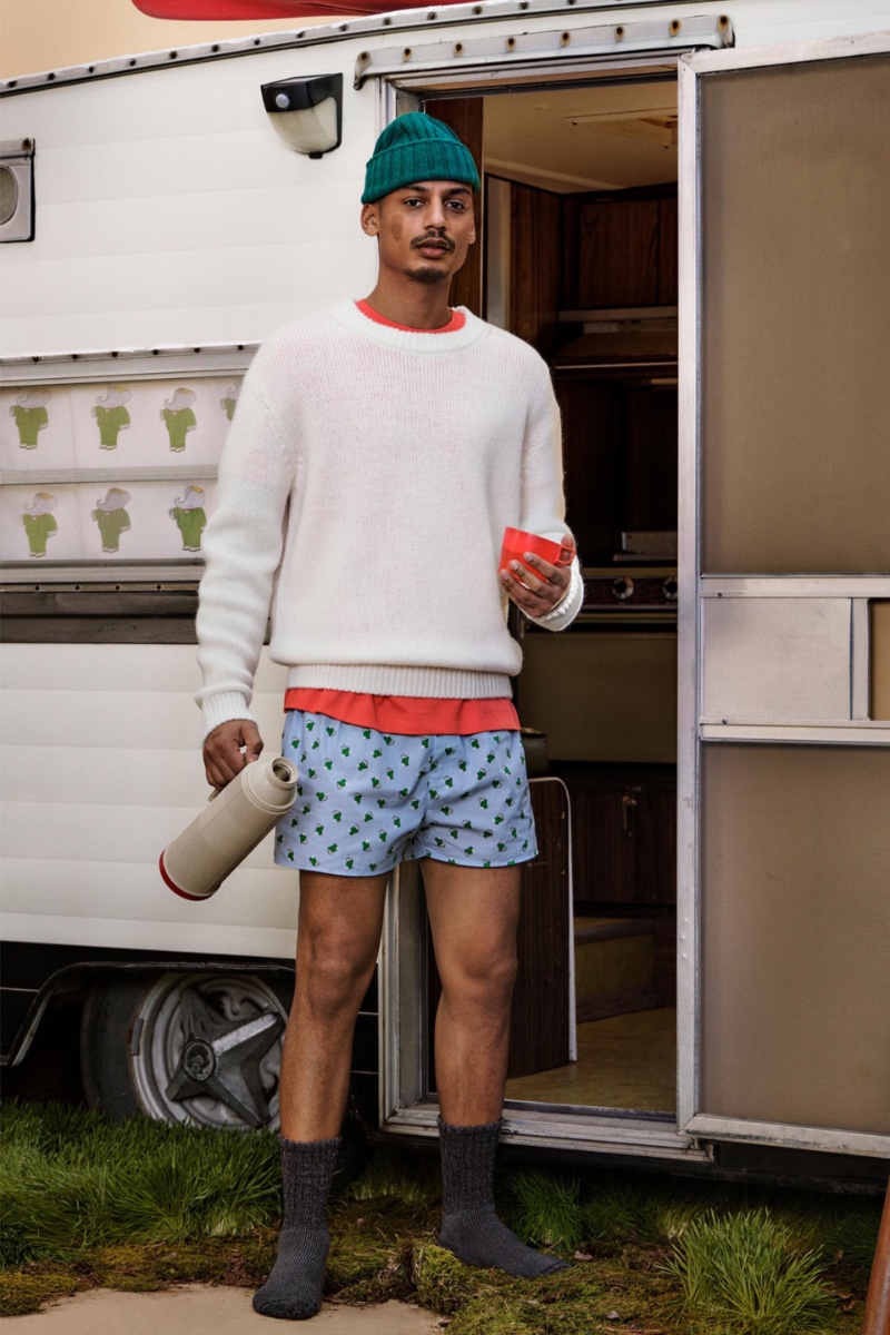 Ysham Toof rocks embroidered poplin boxers from the Zara Babar capsule collection.
