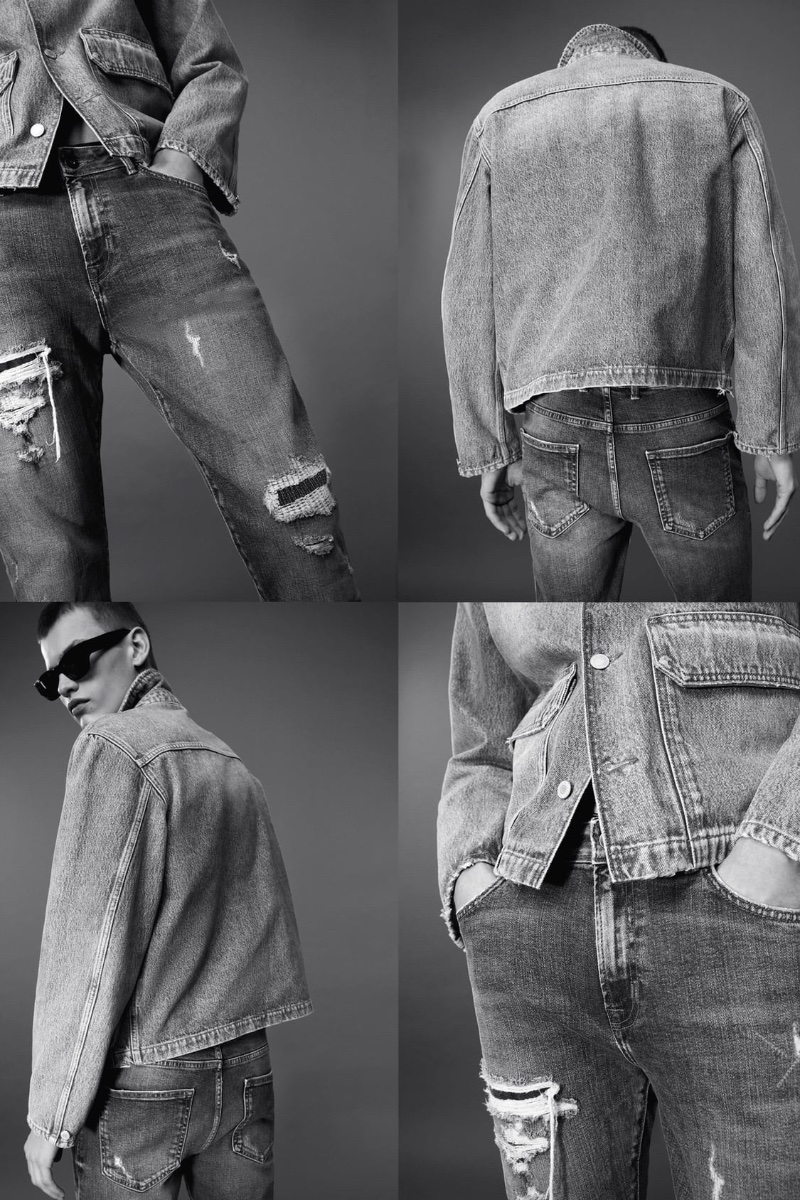 Zara Ripped Skinny Jeans Men Jean Jacket