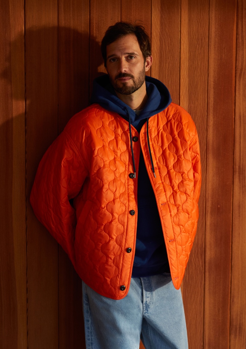 ARKET Agyl Quilted Recycled Shell Jacket Orange Men