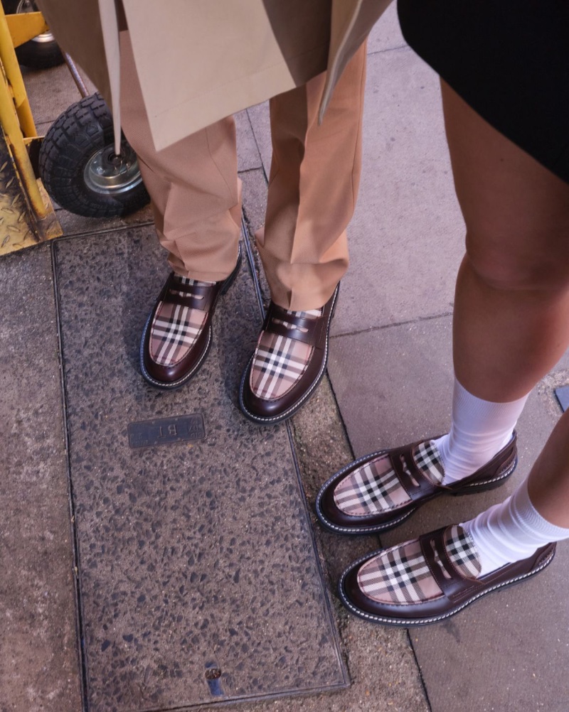 Burberry Check Leather Loafers