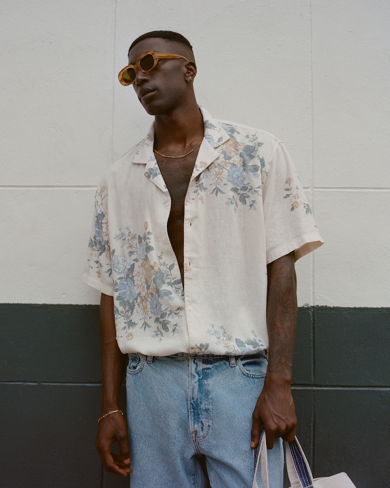 Camp Collar Linen-Blend Button-Up Shirt » Summer Serenity: A&F's Getaway Shop Edit Camp Collar Linen-Blend Button-Up Shirt