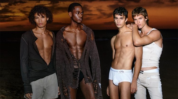 Guylian Masson, Alejandro Albaladejo Diaz, Lassina Karamoko, and Yeray Allgayer front the campaign for Dolce & Gabbana's spring-summer 2023 Re-edition collection.