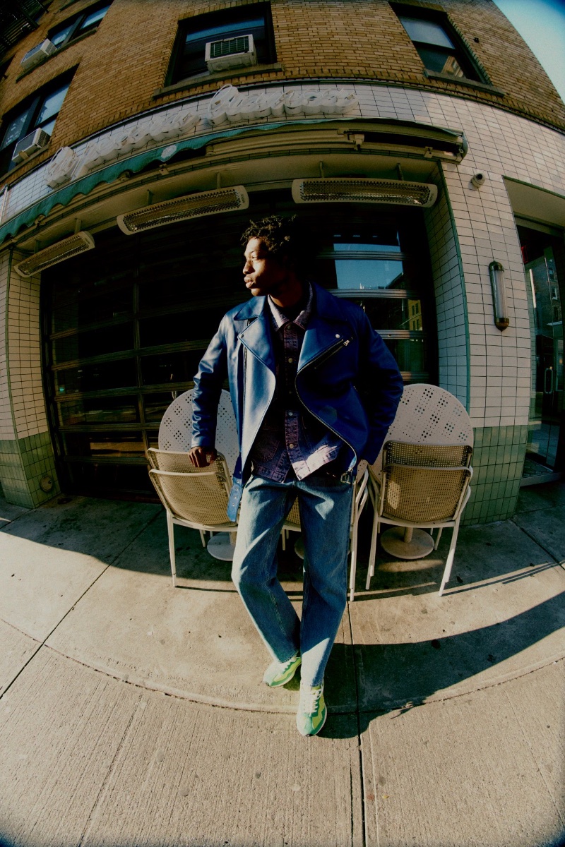 GANT Spring Summer 2023 Campaign Tamel Lee Blue Leather Biker Jacket » GANT's Spring 2023 Campaign: New York Cool GANT Spring Summer 2023 Campaign Tamel Lee Blue Leather Biker Jacket