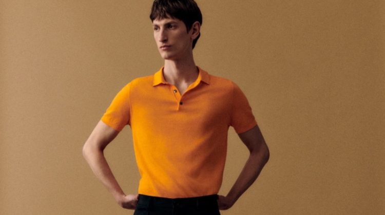 Massimo Dutti Spring 2023 Men Orange Polo Shirt Theodor Pal