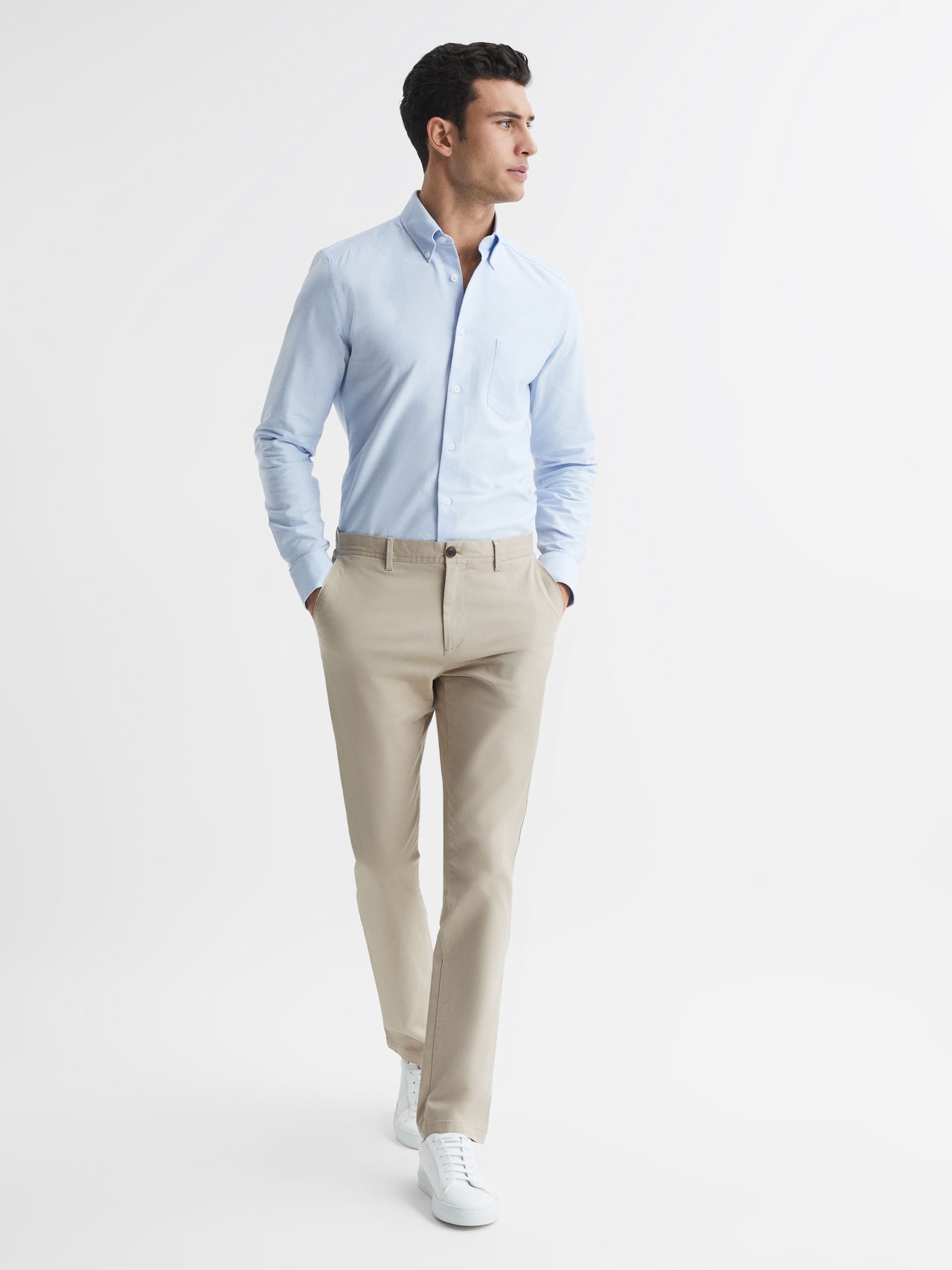 REISS PITCH SLIM FIT WASHED CHINOS