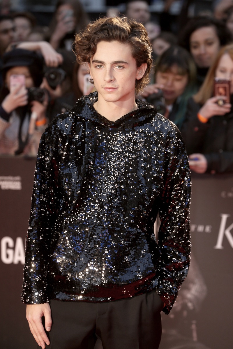 Timothee Chalamet Sequined Swarovski Crystal Hoodie » Gender-Bending Fashion: Breaking Down Barriers Timothee Chalamet Sequined Swarovski Crystal Hoodie