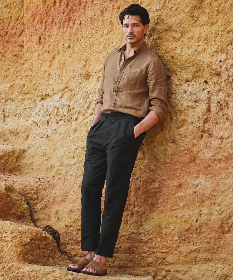 Todd Snyder Wool Linen Gurkha Trouser In Black Pinstripe