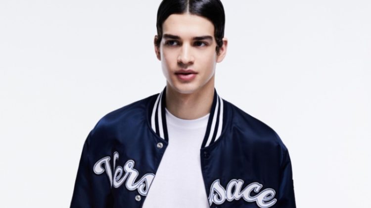 Versace Varsity Nylon Bomber Jacket Men Andreas Athanasopoulos
