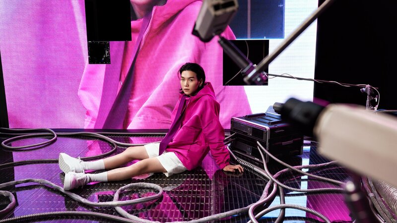 BTS Suga Maison Valentino Essentials Campaign 2023 Pink Jacket White Shorts